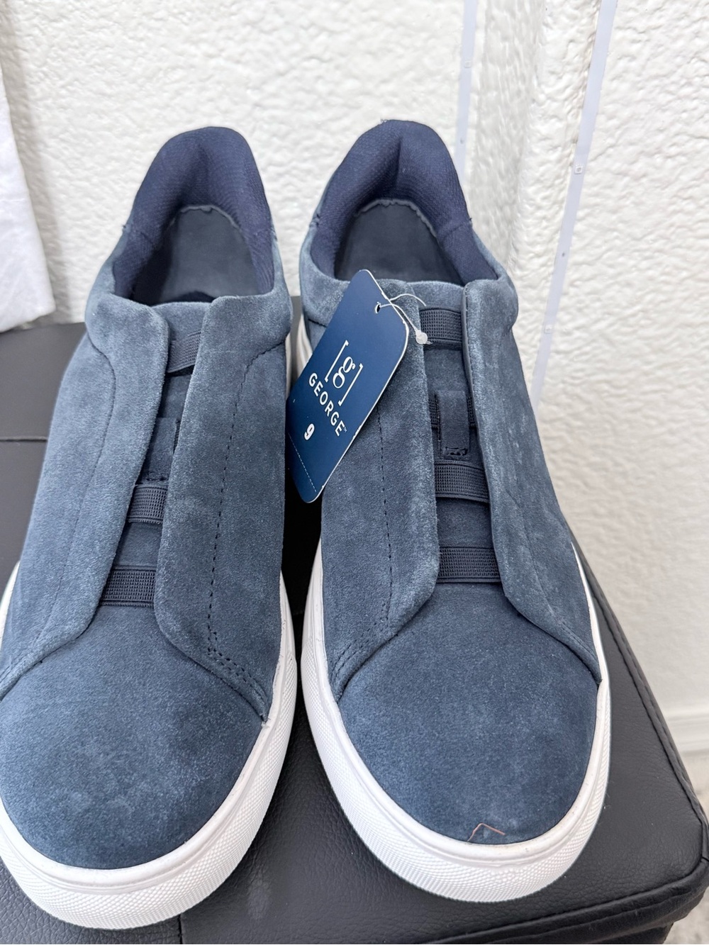 George Men’s Suede Slip-On Sneakers in Blue